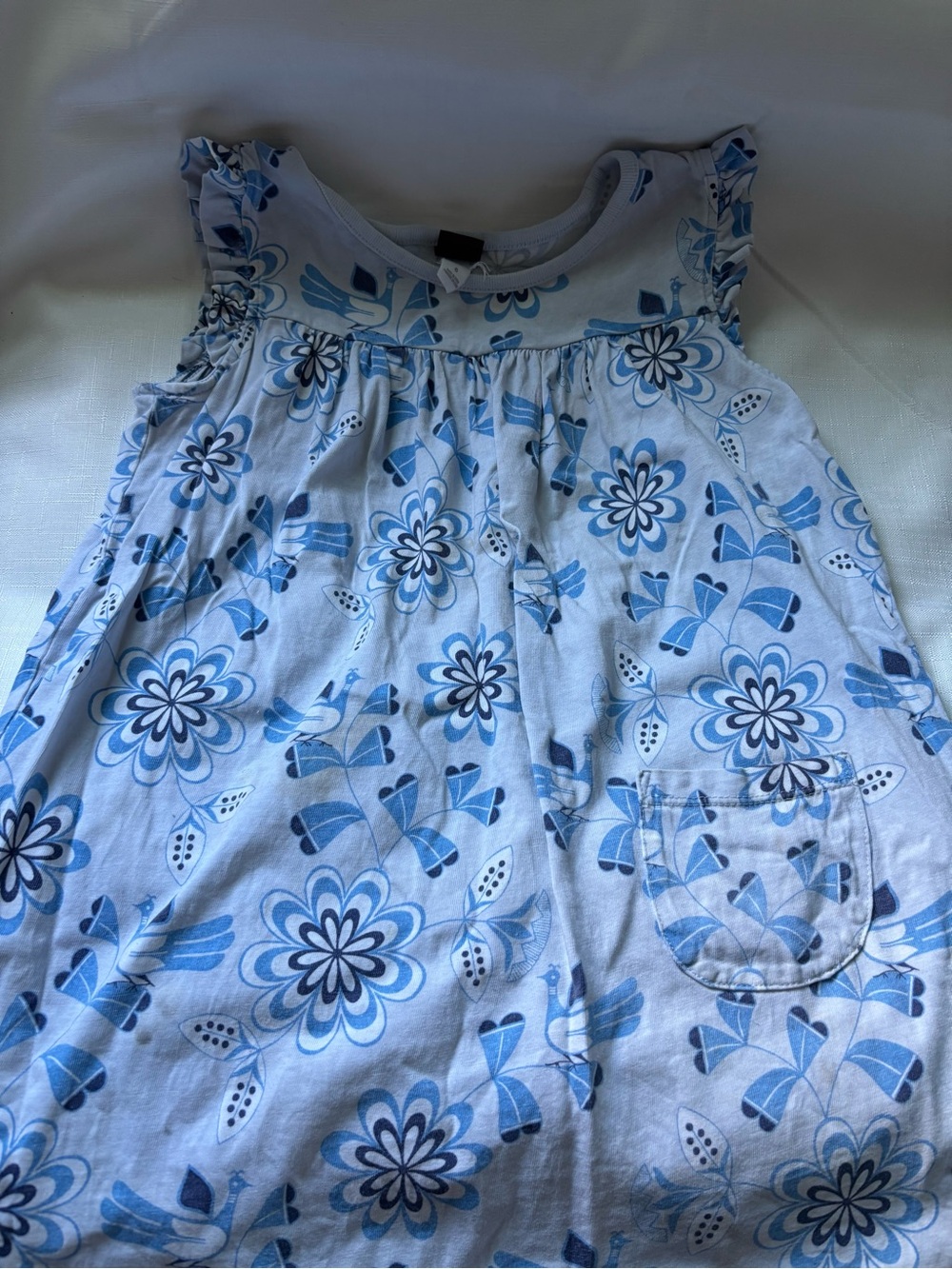 Girls' Blue Floral Sleeveless Dress - Casual Summer Style